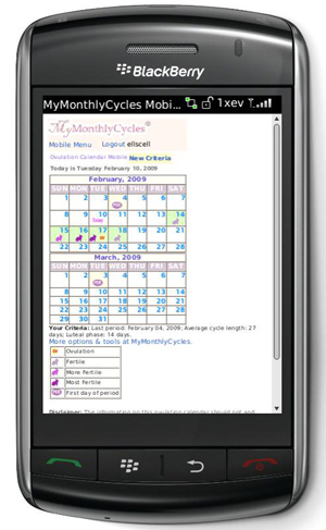 Free Ovulation Calendar for Mobile Phone / PDA at MyMonthlyCycles.com