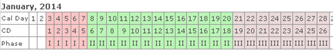 Rhythm Method Calculator - Horizontal View