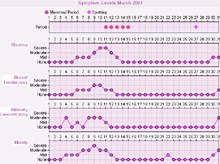 PMS Symptom Level Chart, Premenstrual Symptom Chart