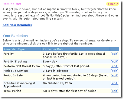 Free menstrual reminder, fertility and ovulation reminder, breast exam reminder