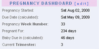 Pregnancy Dashboard: your pregnancy today