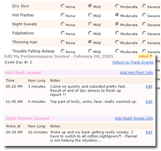 Free Peri-menopause Symptom Tracking, Hot Flash Journal, Night Sweats Diary